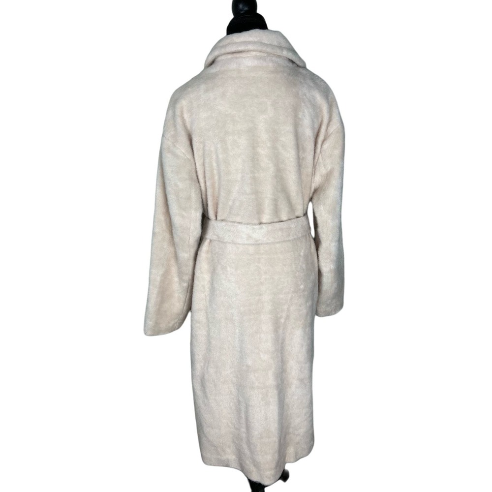 Isaac Mizrahi Wrap Long Coat with Notched Collar & Pockets OYSTER NWOT SIZE M - Picture 4 of 12